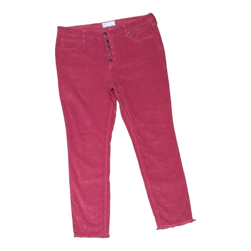 Free People Button Fly Fray hem Mid Rise red corduroy size 31
